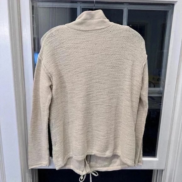 Michael Stars Anorak Cream Knit Sweater Drawstring Hem Full Zip Cotton   XS/S - Picture 2 of 6